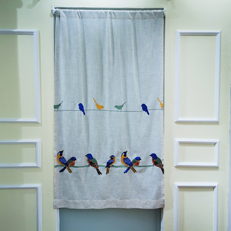 日系布艺门帘隔断帘窗帘杆窗帘一整套布2023年新款厨房.亚麻布棉