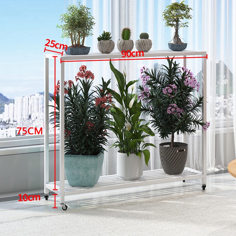 多室内落地长g条三层铁艺轻奢绿萝简约阳台带轮花架客厅置物架