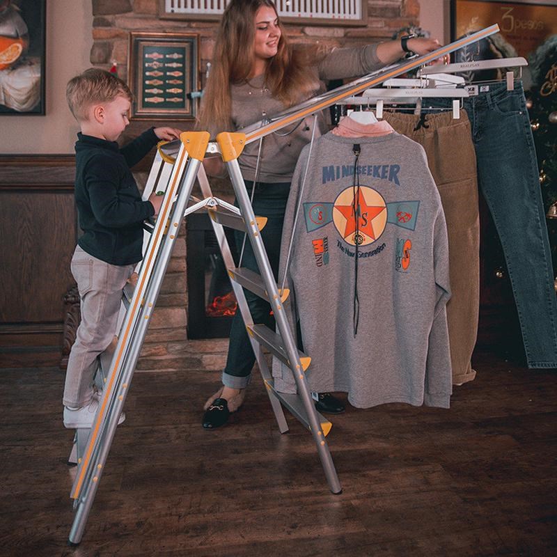 多功能家用晾衣架多功能伸缩梯子家用方O便可移动可折叠铝梯