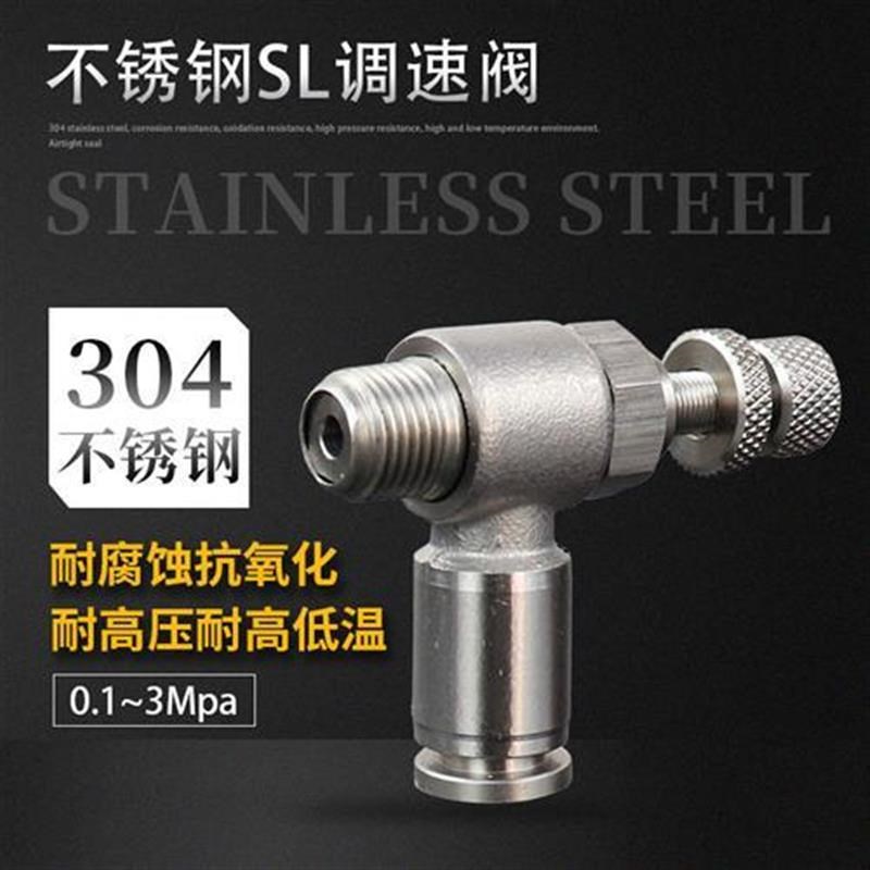 气动快速SL6-01节流阀304不锈钢快插接头SLG4-M5可调SL10-0312-04
