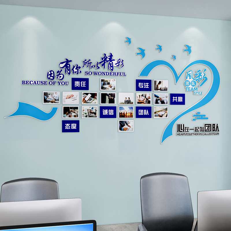 公司企业办公室3d立PVC亚克力墙贴画文化墙上装饰励志标语贴雕刻