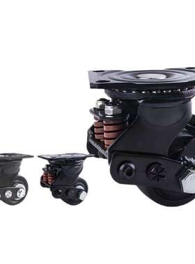 脚轮双弹簧3寸减震轮聚氨酯尼龙弹簧轮单弹簧铁芯PU刹车静音脚轮