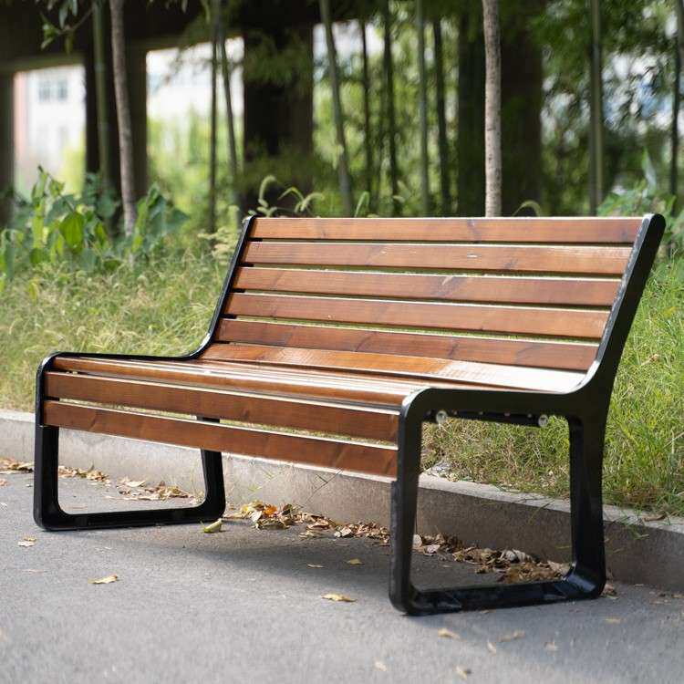 铸铝室外休息区三人靠背椅铁艺长凳子户外露天公园长椅防水防霉