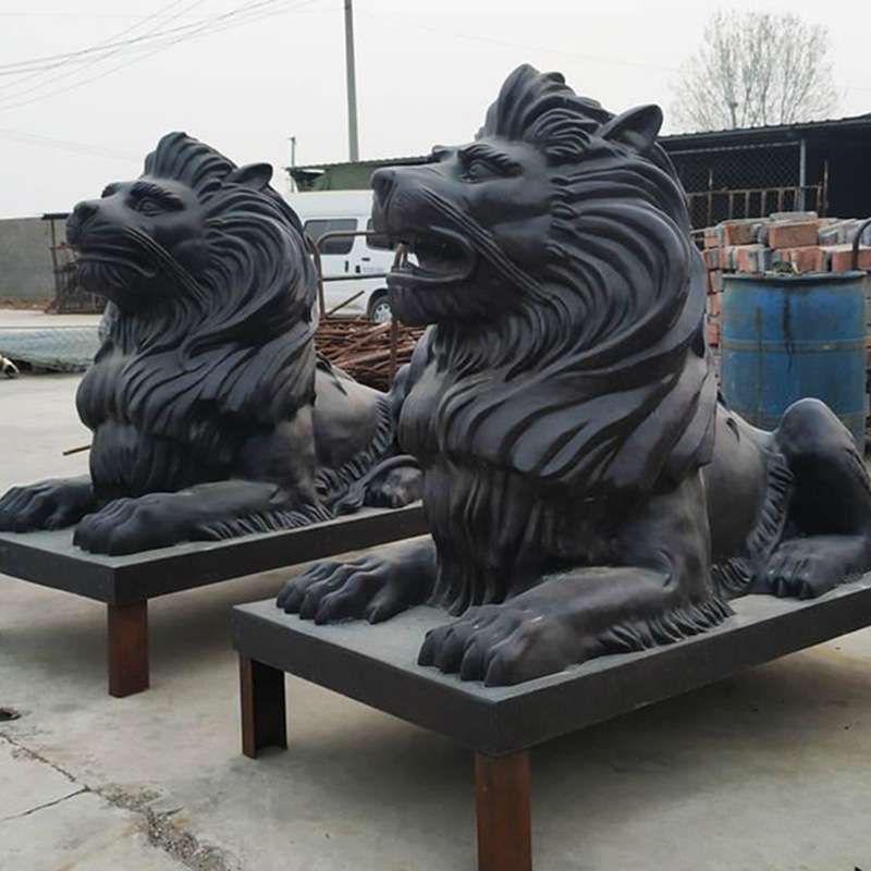 铸铜欧式狮子雕塑仿古铜狮门前狮摆件风水动物铜像工艺品