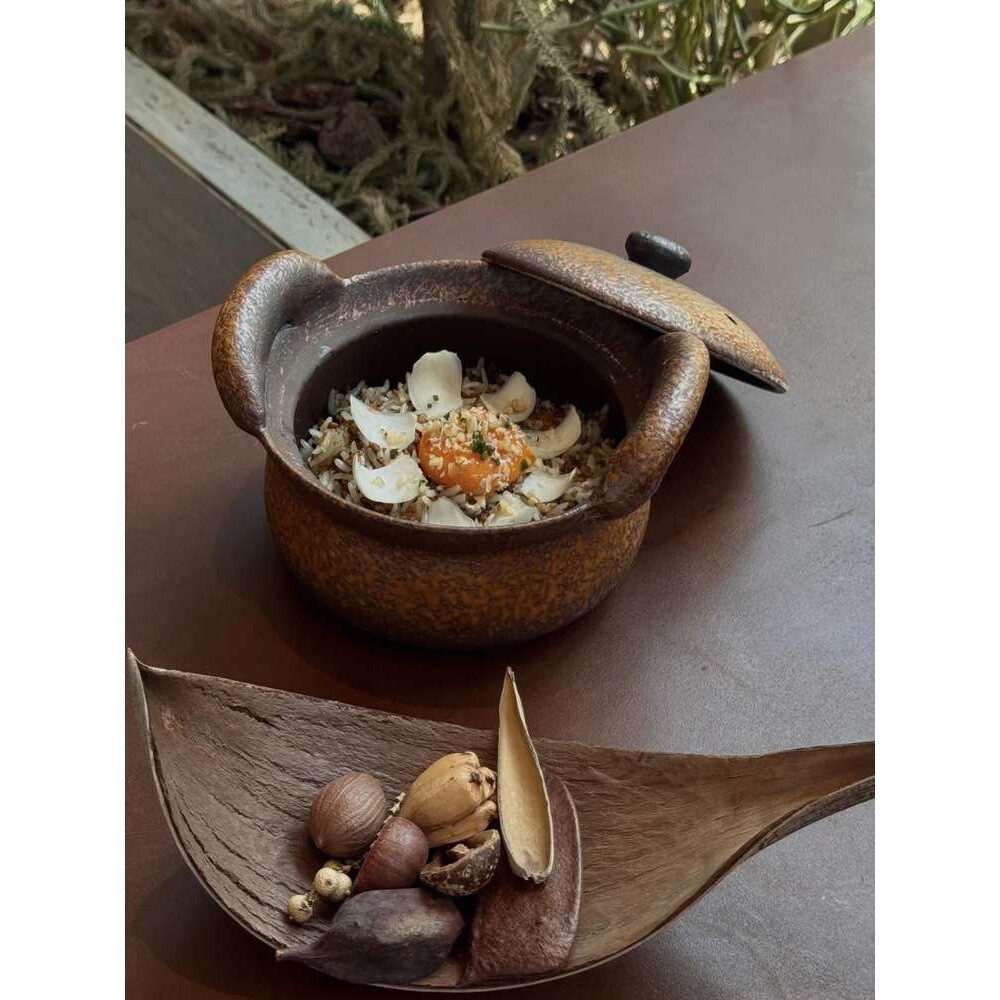 山野风粗陶双耳砂锅带盖煲仔云贵川牛肝菌炒饭餐具特色陶瓷菜盘子