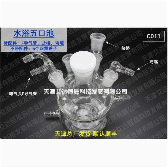 天津艾达恒晟 水浴五口电解池 C011 原厂直接发货