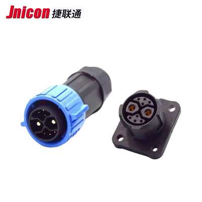 Jnicon捷联通M25自锁2+8法兰航空插头电源信号组合防水连接器50A