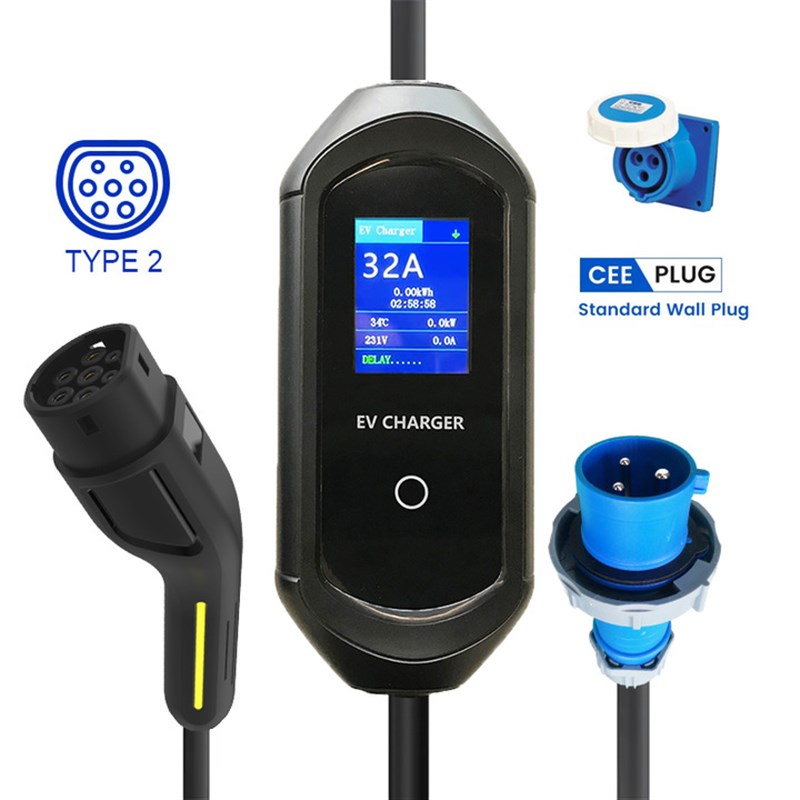 新能源电动c汽车7KW充电器枪家用随车可携式免接接地线16A/32A