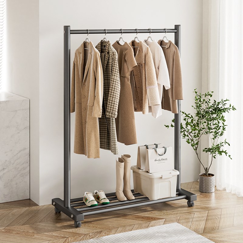 卧室落地衣架结实耐用床头挂衣B杆可移动新款晾衣架简易落地衣架