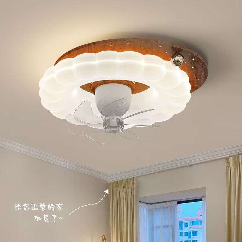 卧室风扇灯奶油风吸顶儿童摇头风扇灯智能卧室吸顶灯具