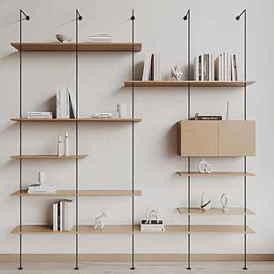 意式极简书架置物架顶天立地展示架酒架隔断吊架陈列架玄关收纳架