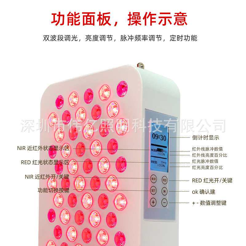 1000W近红外线理疗灯850nm660nm红光灯养生馆水平支架落地大排灯