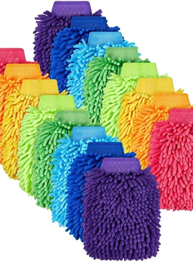 跨境16件套100克L号双面内衬雪尼尔纤维护理清洁洗车手套car mit