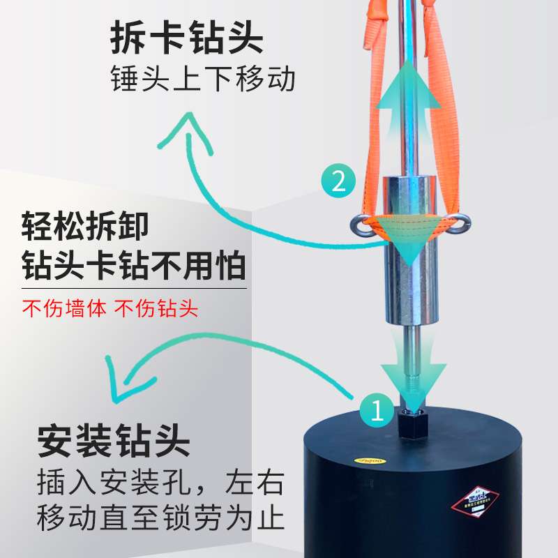 反打锤水钻头卡钻取出器金刚石水钻机卡钻钻头取出打孔卡钻锤