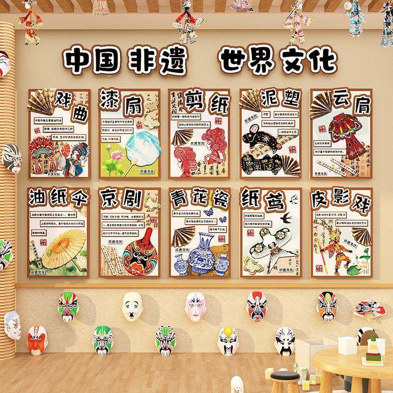 非遗环创幼儿园墙面装饰中国传统文化成品材料教室布置黑板报贴画