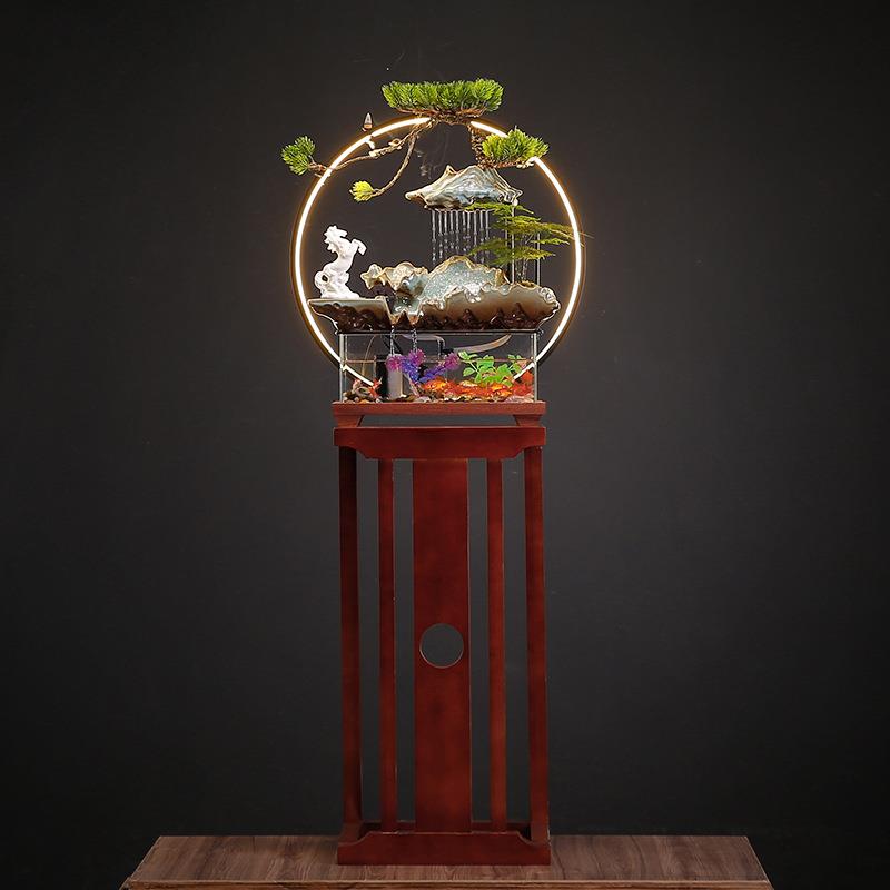 流水喷泉客厅玄关加湿器水景办公室景观室内装饰电视柜旁落地摆件