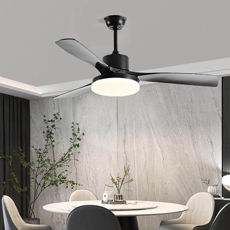 黑色复古静音实木餐厅风扇灯吊扇灯2025新款客厅风扇一体带风扇