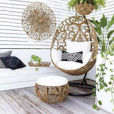 沃登 室外庭院别墅样板房绳编吊椅秋千室内阳台花园藤编吊篮摇床