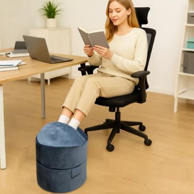 带保暖口袋加厚两件套办公室放腿枕带魔术贴高密度海绵圆形单脚垫