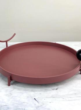 现代极简轻奢金属浪漫托盘 收纳盘样板房售楼部客厅软装饰品