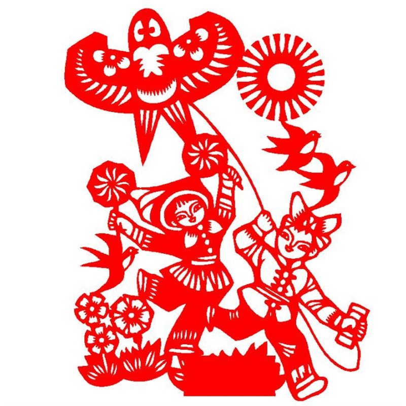 放风筝剪纸纸g鸢纸鹞子儿童放飞纸雕镂空窗花红色宣纸剪纸成品
