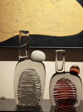 现代轻奢塔型水晶花器摆件样板间样品屋展示中心酒店饭厅U别墅高