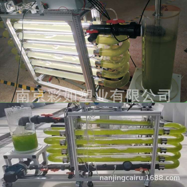 透明实验室用光生物反应器跑道池藻类培养设备管道式整套加工