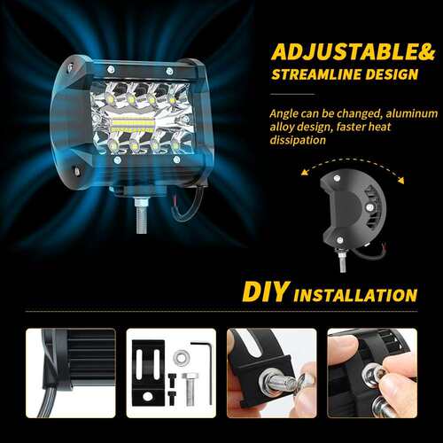 DXZ【不含税价】LED长条灯60W 聚光泛光混合光工作灯套装控制线束