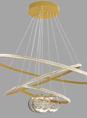 圆圈吊灯 简约环形3组合黑色金色 LED智能语音控制客厅吊灯