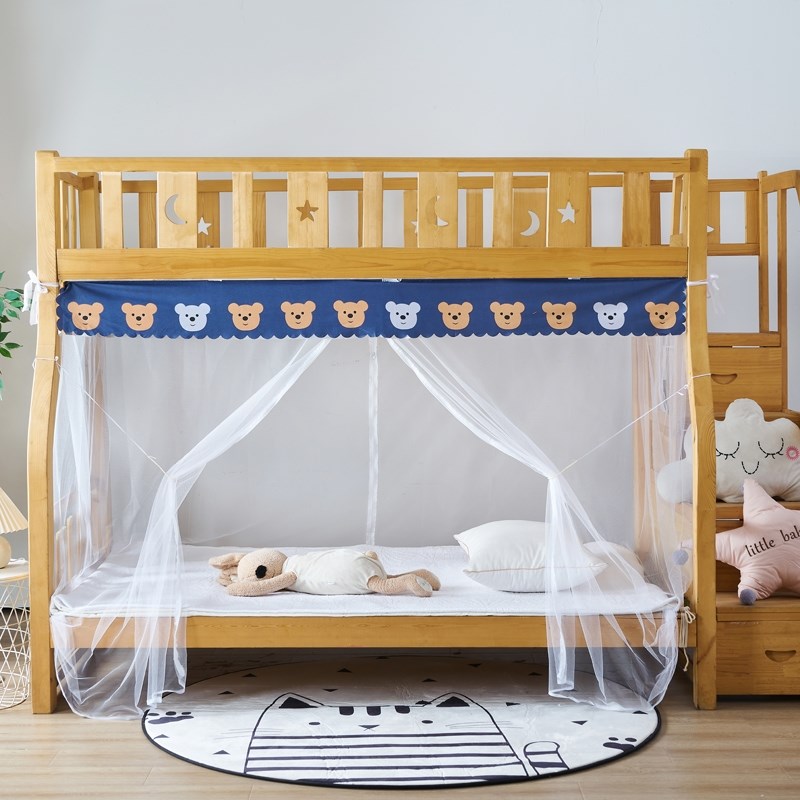 蚊帐子母床宿舍下铺用0.9m1.2m1.35m1.5拉链双门家用W双层床1.8米