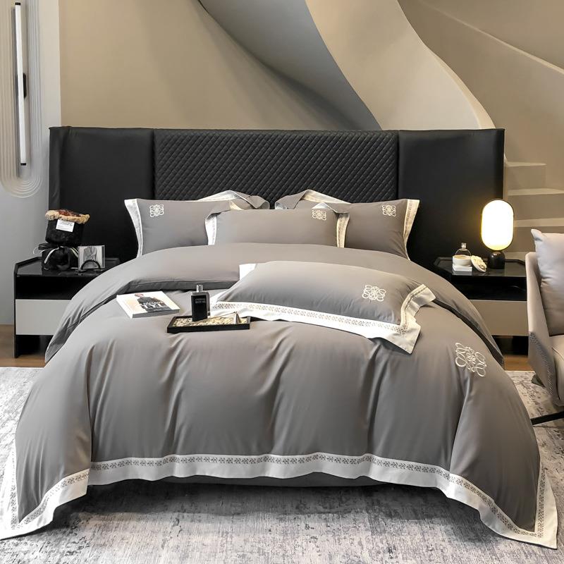 A类100支长绒棉纯棉磨毛四件套全棉秋冬刺绣加厚被套床单床上用品