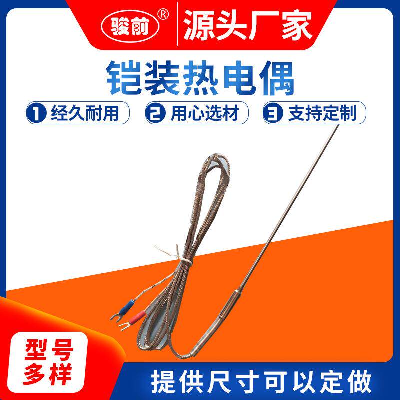 厂家直供热处理专用热电偶 带延长线 可弯曲 烘箱 仪表测温热电偶