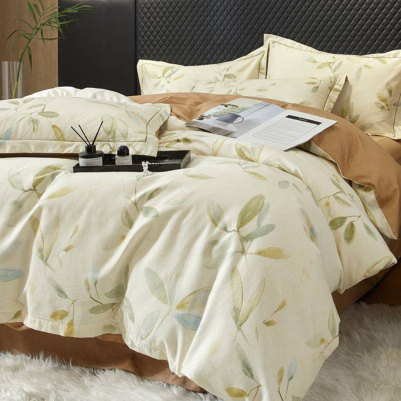 简约加厚全棉生态磨毛四件套秋冬纯棉100床单被套保暖床上用品3件