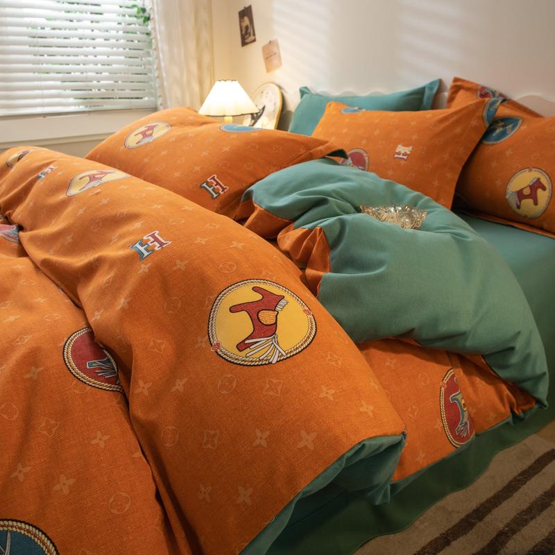 2025新款全棉纯棉生态磨毛印花四件套纯棉宿舍三件套床单款四件套