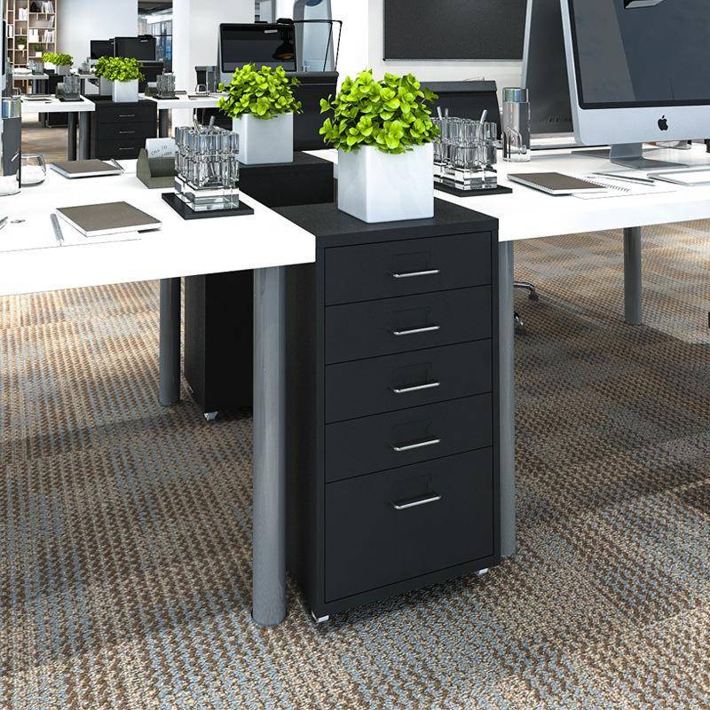 办公室资料档案文件柜抽屉移动储物柜收纳小矮柜活动柜钢制加厚