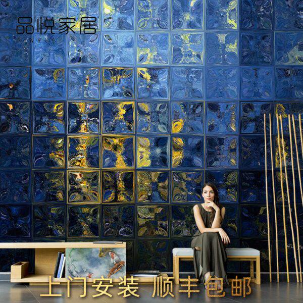 北欧个性抽象方块几何客厅电视背景墙纸无缝沙发壁纸大型壁画墙布