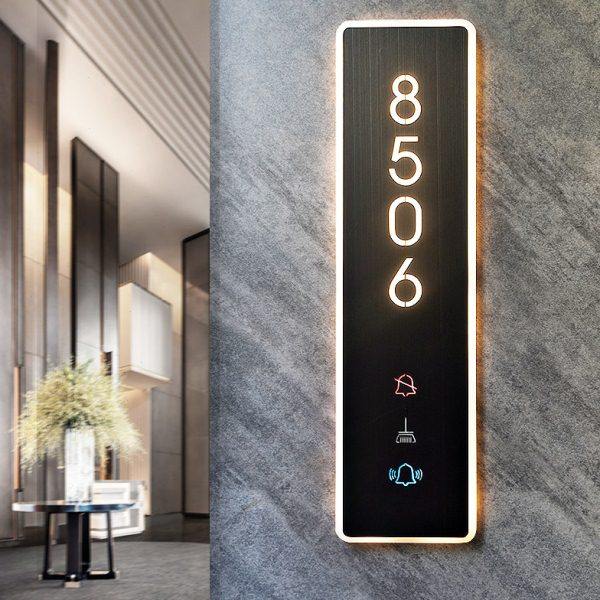 酒店宾馆会所高档门牌号码牌门铃门显不锈钢亚克力实木门牌定制