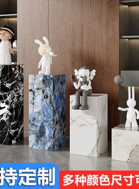 岩板落地花架大理石展示台摆w件底座客厅雕塑装饰玄关立柱石墩基