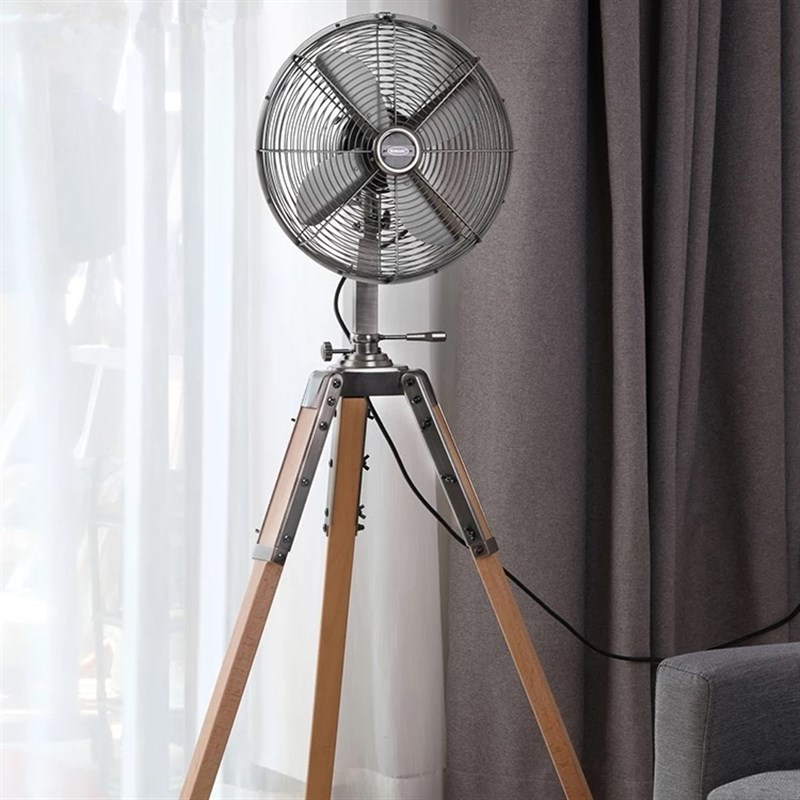 IMASU复古电风扇金q属落地扇家用静音空气循环扇怀旧摇头立式电扇