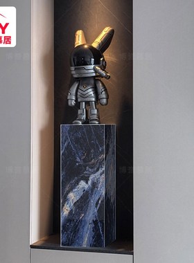 奢石摆件底座丨艾尔海蓝装饰花架大理石H岩板酒店大堂立柱展示台0