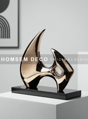 现代入门玄关艺术风轻奢摆件大理石底G座售楼处办公室寓意船锚摆