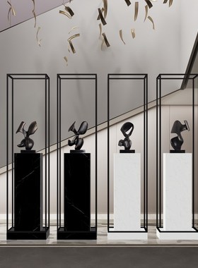 雕塑台摆件大理石底座售楼处酒店大堂落K地基座商业大厅装饰摆台