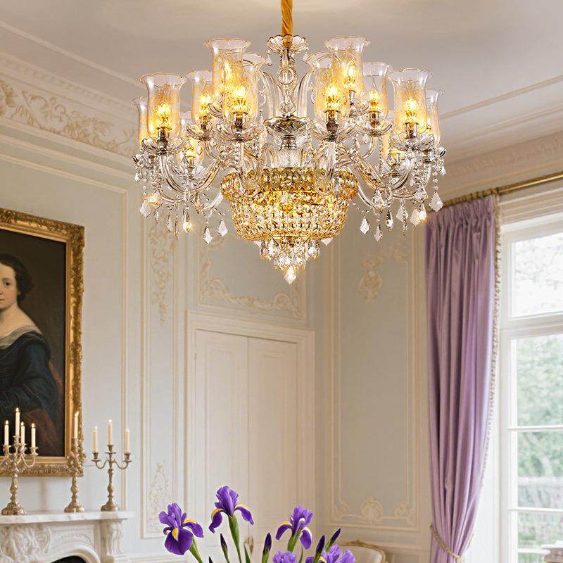 法式吊灯客厅餐厅卧室水晶现代简约大气家用酒店别墅大厅掉的吊灯