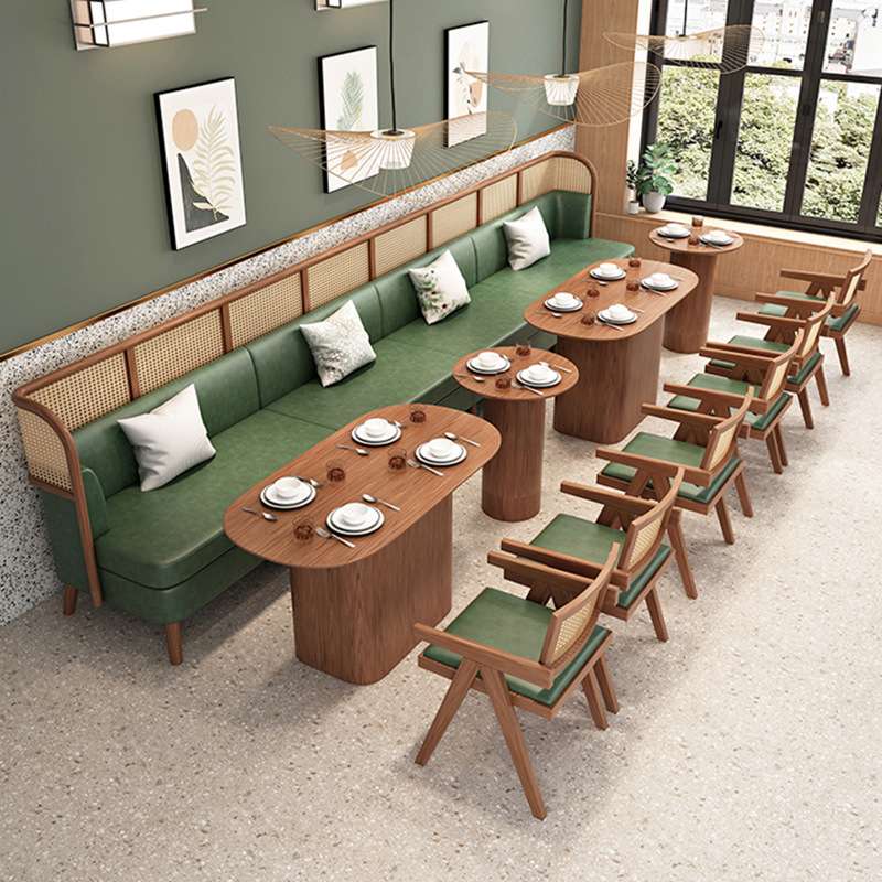 咖啡厅奶茶店扶手桌椅组合音乐餐厅西餐厅料理店餐厅靠墙卡座沙发