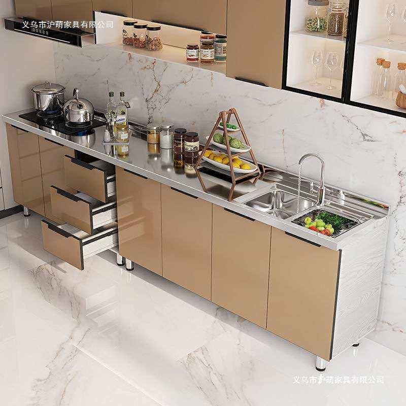 不锈钢橱柜灶台柜一体简易经济租房储物柜碗柜水槽柜家用厨房橱柜,电子元器件市场,其它元器件,淘宝优惠券,粉丝福利购,淘宝优惠卷