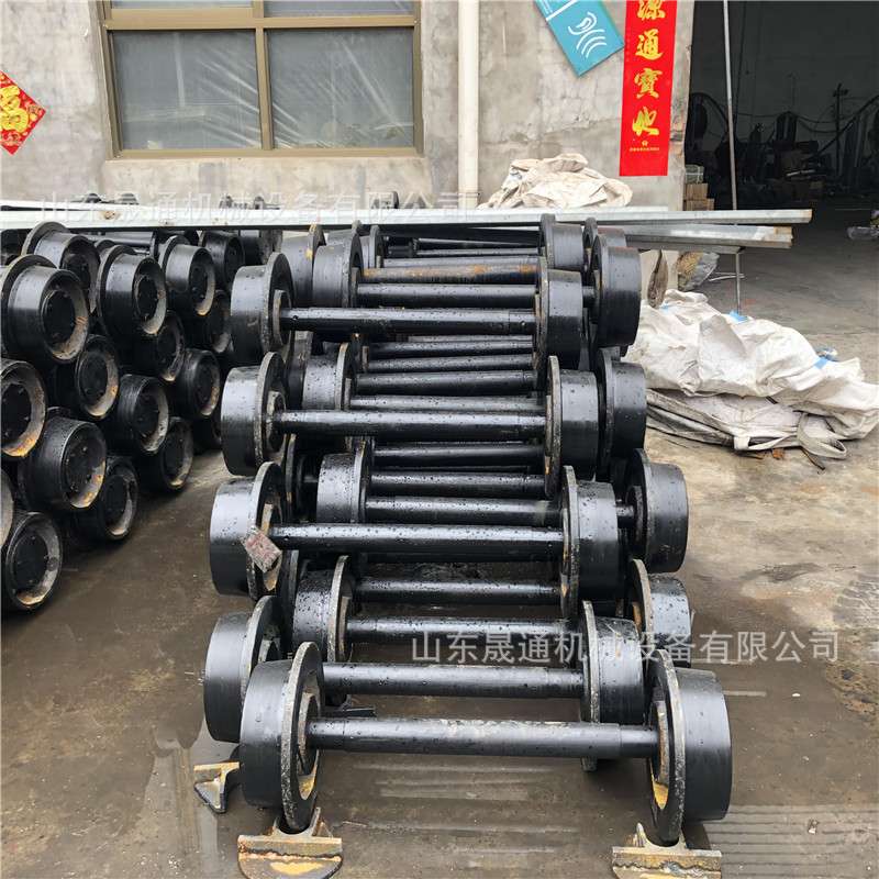 200mm矿车轮对平板车翻斗式空心铸钢矿车轮煤矿输送防水矿车轮对