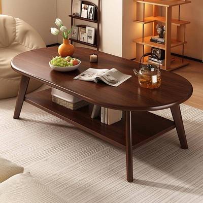 中古风实木茶几客厅家用小户型双层桌子2025新款简约简易沙发茶桌