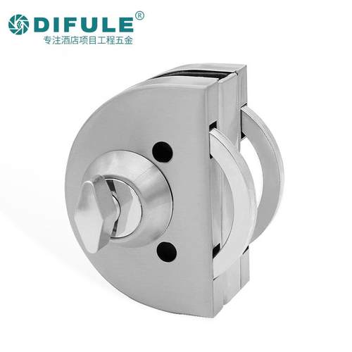 鼎福乐 不锈钢玻璃门锁 单开中央锁玻璃门锁 免开孔玻璃无框锁