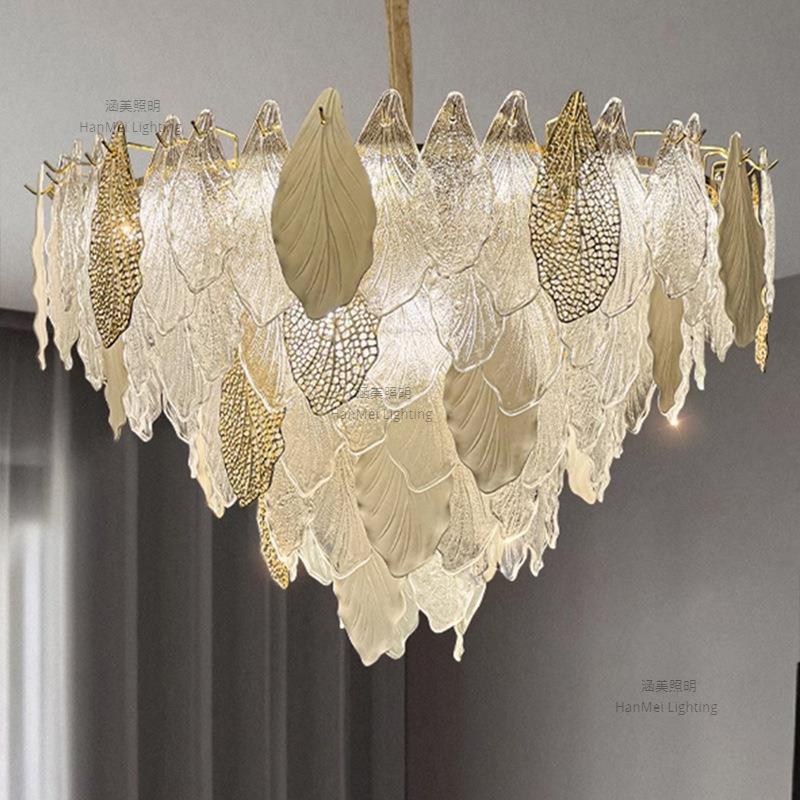 法式轻奢镂空叶子水晶吊灯新款简约现代创意高档主客厅餐厅卧室灯