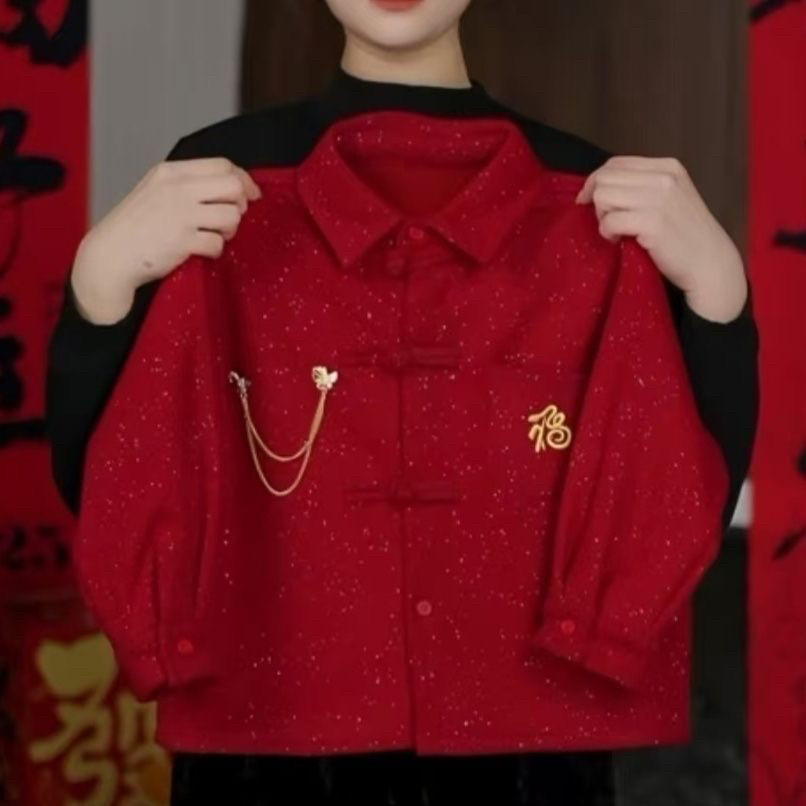 儿童拜年服灯芯绒外套秋冬202衬衫